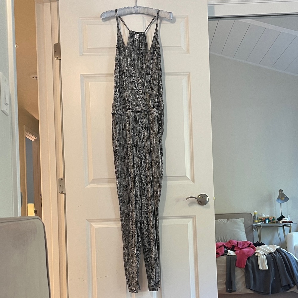 Splendid Black and Gray Patterned Jumpsuit